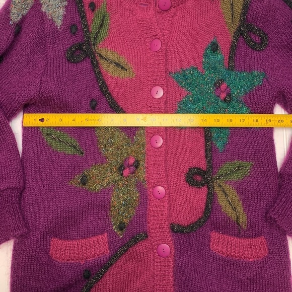 Vintage 90’s vibe purple button front sweater XL - Picture 7 of 10